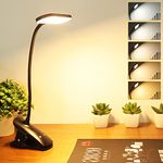 Clip on Light Reading Lights, 36 LED USB Desk Lamp with 5 Color Modes 5 Brightness, Eye Protection Book Clamp Light (Black)