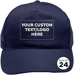 Custom Embroidered Polyester Baseball Caps Set of 24, Personalized Bulk Pack - Great for Businesses, Concert Apparel and Outdoor Events - Blue