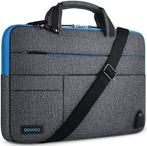 DOMISO 10,1-10,5 Pouces Imperméable Housse de Protection Ordinateur Portable avec Port de Chargeur USB Externe Sacoche Bandoulière pour Tablette/Netbook / 9.7" iPad Pro/HP, Fermeture Éclair Bleue