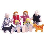 Bigjigs Toys Heritage Playset Wooden Dolls House People - 8 Wooden Dolls Family for Dollhouses, Quality Dolls House Accessories for Pretend Play