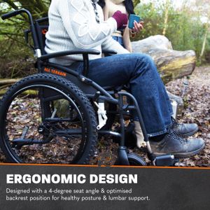 MobiQuip All Terrain Adult Wheelchair – Lightweight Aluminium, 18" Seat, Easy-Fold, Silver