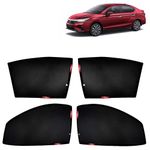 KINGSWAY® Fix Type Z-Black Side Curtains Sunshades for Car Compatible with Honda City (2023 Onwards) - Enhanced Sun Protection & Privacy, Half Cut in Front Window, Complete Set of 4 Piece