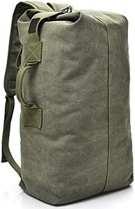 Military Duffel Bag Top Load Double Strap Canvas Backpack Army Travel, Army Green Big, Soft