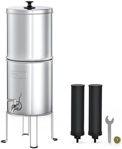 Waterdrop Gravity-fed Water Filtration System, NSF/ANSI 42&372 Certified Black Carbon Filters, Reduce Lead and Up to 99% Chlorine, with Stainless Steel Stand, 1.5 Gallons