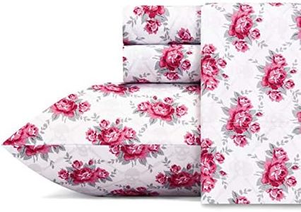 Betsey Johnson - Queen Sheets, Soft & Lightweight Bedding, Fade & Wrinkle Resistant (Skull Rose Trellis, Queen)