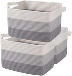 OIAHOMY Storage Basket, Woven Baskets for Storage, Cotton Rope Basket for toys,Towel Baskets for Bathroom - Pack of 3, Gradient Gray