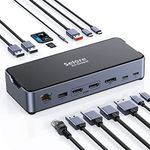 USB C Docking Station for Laptop Dual Monitor, 15 in 1 Upgrade 4K Triple Display Laptop Dock with 2 HDMI, DisplayPort, Ethernet, 3 * 10G USB C/A 3.1, 100W PD, Audio for MacBook/Dell/HP/Lenovo/Surface