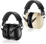 ProCase 2 Pack Noise Reduction Ear Muffs, SNR 32dB Sound Isolation Noise Cancelling Headphones for Adults Kids Autism, Adjustable Sound Proof Hearing Protection for Shooting Mowing -Black/Beige