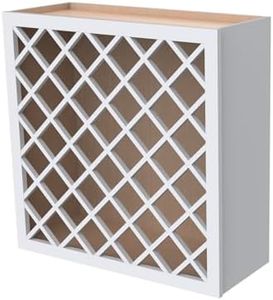 CozyHommie Solid Wood RTA Wine Bottle Rack Wall Cabinet with Lattice Panels - Wine Bottle Holder Storage for Bar, Pantry, or Wine Cellar - Mocha Finish Countertop Solution(White, 24”W × 12”D × 30”H)