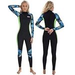 Yikayin Wetsuit Women, 3/2mm Womens Wetsuits Full Length with Back Zip, Ladies Wetsuit Neoprene Diving Suit Long Sleeve for Snorkeling Surfing Paddleboarding Kayaking - Green S