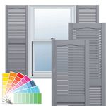 Ekena Millwork Lifetime Vinyl LL1S14X04300PG Standard Cathedral Top Center Mullion, Open Louver Vinyl Shutters, w/Installation Shutter-Lok's & Matching Screws (Per Pair), 14 1/2"W x 43"H, Paintable