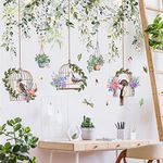 Runtoo Birdcage Plant Leaves Wall Stickers Flower Hanging Vine Wall Decals Living Room Bedroom Nursery Home Decor