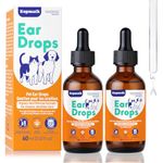 Kopmath Dog Ear Drops, Dog Ear Cleaner, Pet Ear Cleaning, Natural Solution for Dogs and Cats,60ml*2 with Dropper