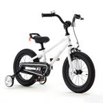 RoyalBaby Freestyle Kids Bike 14 Inch Childrens Bicycle with Training Wheels Toddlers Boys Girls Beginners Ages 3-5 Years, White