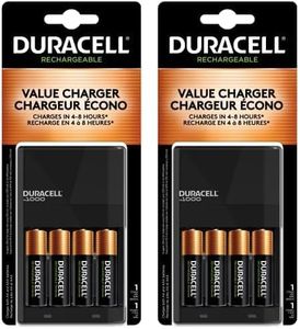 Duracell Ion Speed 1000 Battery Charger for AA and AAA Batteries, Includes 4 Pre-Charged AA Rechargeable Batteries, for Household and Business Devices (Pack of 2)