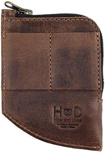 Hide & Drink, EDC Pocket Wallet, Curved Cash Organizer, Slim Front Card Holder, Money Clip, Full Grain Leather, Handmade Travel Accessories, Bourbon Brown, Bourbon Brown, Classic