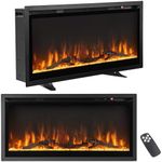 Tangkula 36 Inches Electric Fireplace in-Wall Recessed, Wall Mounted and Freestanding, 750W/1500W Linear Fireplace Heater with Remote Control, Adjustable Flame Color & Brightness (36 Inches)