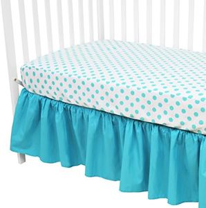 American Baby Company 100% Cotton Percale Standard Crib and Toddler Mattress Bundle, Fitted Aqua Dots Sheet and Skirt, for Boys and Girls