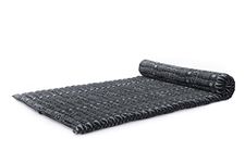 Leewadee - Foldable Floor Mattress - Japanese Roll Up Futon -Trifold Tatami Mat- Guest Floor Bed - Camping Mattress - Thai Massage Mat, Kapok Filled, 190 x 100 cm, Black