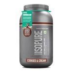 Isopure Whey Protein Isolate Powder with less than 1.5gm of Carbs and Vitamins for Immune Support - 1 kg Cookies & Cream, Vegetarian protein for Men & Women. Offer Pack