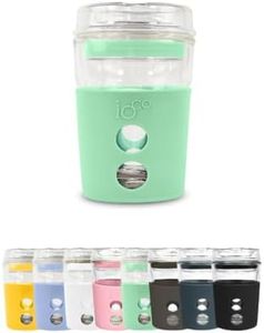 IOco Reusable All Glass Tempered Glass Coffee Cup | Travel Mug with Spill Proof 4oz, 8oz, 12oz, 16oz (Misty Mint, 4oz)