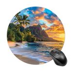 Customizable Mouse Pads for Desk, Custom Mouse Pad for Men Women, Personalized Mouse Pad with Picture, Work Desk Accessories Gifts for Birthday Anniversary, Round, Beach 7.8 Inches