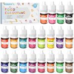 HXDZFX Food Colouring - 20 Colours x 6ml Food Dye Concentrated Liquid Cake Food Colouring Set, Yellow,Orange,Blue,Sky,Green,Red,Pink,Black,Purple