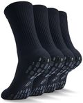CWVLC Grip Socks Soccer - Cushioned Non-Slip Grippy for Men & Women Athletic - Barre Hospital Sticky Slipper Socks, Medium, Black, 2 Pairs