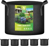 iPower 5-Gallon 5-Pack Grow Bags Fabric Aeration Pots Container with Strap Handles for Nursery Garden and Planting(Black)