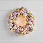 Lights4fun Pastel Egg Easter Wreath with Micro Lights Battery Operated Tabletop Spring Decoration 33cm