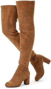 Vepose Women's Thigh High Over The Knee Boots, 3" Inch Block Chunky Heel Fashionable Boot for Lady, 992 - Suede Camel, Brown, Size 6.5 US (CJY992 Camel 06.5)