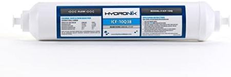 Hydronix ICF-10Q38 Inline Reverse Osmosis Post, Fridge & Ice Coconut GAC Water Filter 2000 Gal, 3/8" Quick Connect