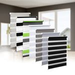 Clamp Fix Double Roller Blind, No Drilling Required, Duo Roller Blind, Transparent and Opaque Privacy Screen, Roller Blind with Clamping Brackets for Windows, Black, Width x Height: 95 cm x 130 cm