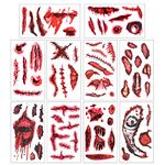 HOWAF Halloween Scars Temporary Tattoos for Adults, 70+pcs Zombie Scars Tattoos Wound Bloody Temporary Tattoos, Waterproof Fake Scab Tattoo Stickers Scars Makeup Props Halloween Costume Party