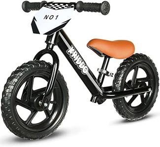 KRIDDO Toddler Balance Bike 2 Year Old,12 Inch Push Bicycle with Customize Plate (3 Sets of Stickers Included), Steady Balancing, Gift Bike for 2-5 Boys Girls, Black