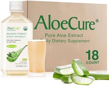 AloeCure USDA Organic Aloe Vera Juice Natural Flavor, Made Within 12 Hrs of Harvest - Pure Aloe Juice Natural Buffers Stomach Acid for Optimal Digestive Comfort and Immune Support, 18x500ml Btls