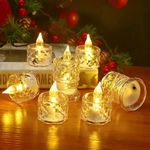 perpetual LED Candles for Home Decoration - 6 Pcs Electric Flameless & Smokeless LED Diya Lights, Crystal Candle for Home Decor, Diwali Festivals Decoration,Christmas,New Year, Festive