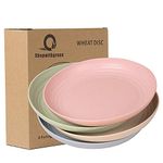 Shopwithgreen Unbreakable Wheat Straw Dinner Plates, 4 Pack 8.8'' Deep Lightweight Dishes, Dishwasher Microwave Safe,BPA-Free