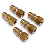 LTWFITTING Brass 1/4-Inch OD x 1/8-Inch Male NPT Compression Connector Fitting(Pack of 5)