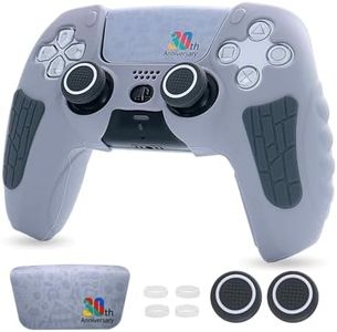 ECHZOVE PS5 Controller Cover Case – 30th Anniversary Limited Edition Protective Silicone Skin for PlayStation 5 Controller, Anti-Slip, Sweat-Resistant, Shockproof Grip Case (Light Grey)
