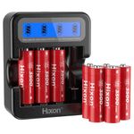 Hixon 1.5V Rechargeable Lithium AA Batteries,3500mWh High Capacity Double AA Li-ion Battery,1600 Cycles,for Xbox/VR,Blink,Smart Lock (8*AA Batteries with LCD Charger)