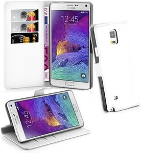 Cadorabo Funda Libro para Samsung Galaxy Note 4 en Blanco ÁRTICO - Cubierta Proteccíon con Cierre Magnético, Tarjetero y Función de Suporte - Etui Case Cover Carcasa