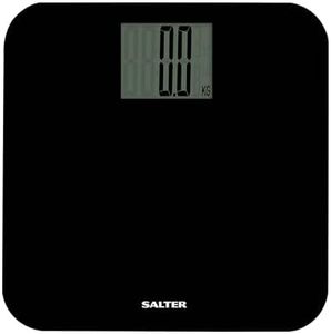 Salter 9049 BK3R Max Digital Bathroom Scale – Weighing Scales For Body Weight, Supersize LCD Display, 250kg / 39st 6 lb, Includes Carpet Feet & Battery, Step On Instant Weight Readings, Compact Design