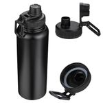 LMX 40 oz Stainless Steel Insulated Thermos Water Bottle Double-Wall Vacuum Sealed Flask BPA Free, Keep 24 Hours Cold and 12 Hours Hot for Water,Coffe,Tea (Black)