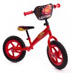 Huffy Disney Cars Balance Bike for Kids 3 - 5 Year Old Boy or Girl ft Lightning McQueen 12" Wheels Red, 60lbs (27kg) max.