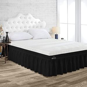 45cm(18") Drop King Size Black Wrap Around Bed Skirt Split Corner Pleated Style Easy Fit Easy Care Fade & Wrinkle Resistant-Cotton Micorfiber Made