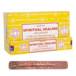 Satya Nag Champa Spiritual Healing Incense Sticks | x12 pack | with SAMASIA incense sticks holder | Used for Spomatherapy, Spa, Yoga, Weddings, Meditation, Healing, Positivity and Relaxation