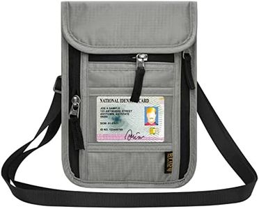 HOTEMIA Neck Wallet for Travel, Passport Holder Pouch with Adjustable Strap and RFID Blocking (Grey)