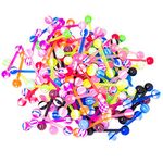 Tongue and Nipple Barbells - 100 Pack Mixed Colors - 14ga-5/8"(16mm) - Bioflex Shaft