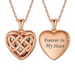 Heart Locket Necklace Women Teen Girl Rose Gold Plated Solid Silver Photo Custom Pendant Neck Charms -16 Inch Chain